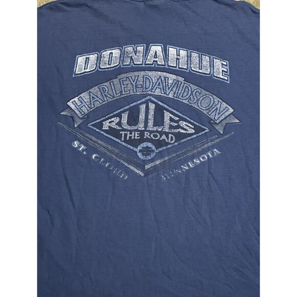 Y2K Harley-Davidson Faded Motorcycle Bike T-shirt Men's Size Large Double‎ Sided - Picture 7 of 8